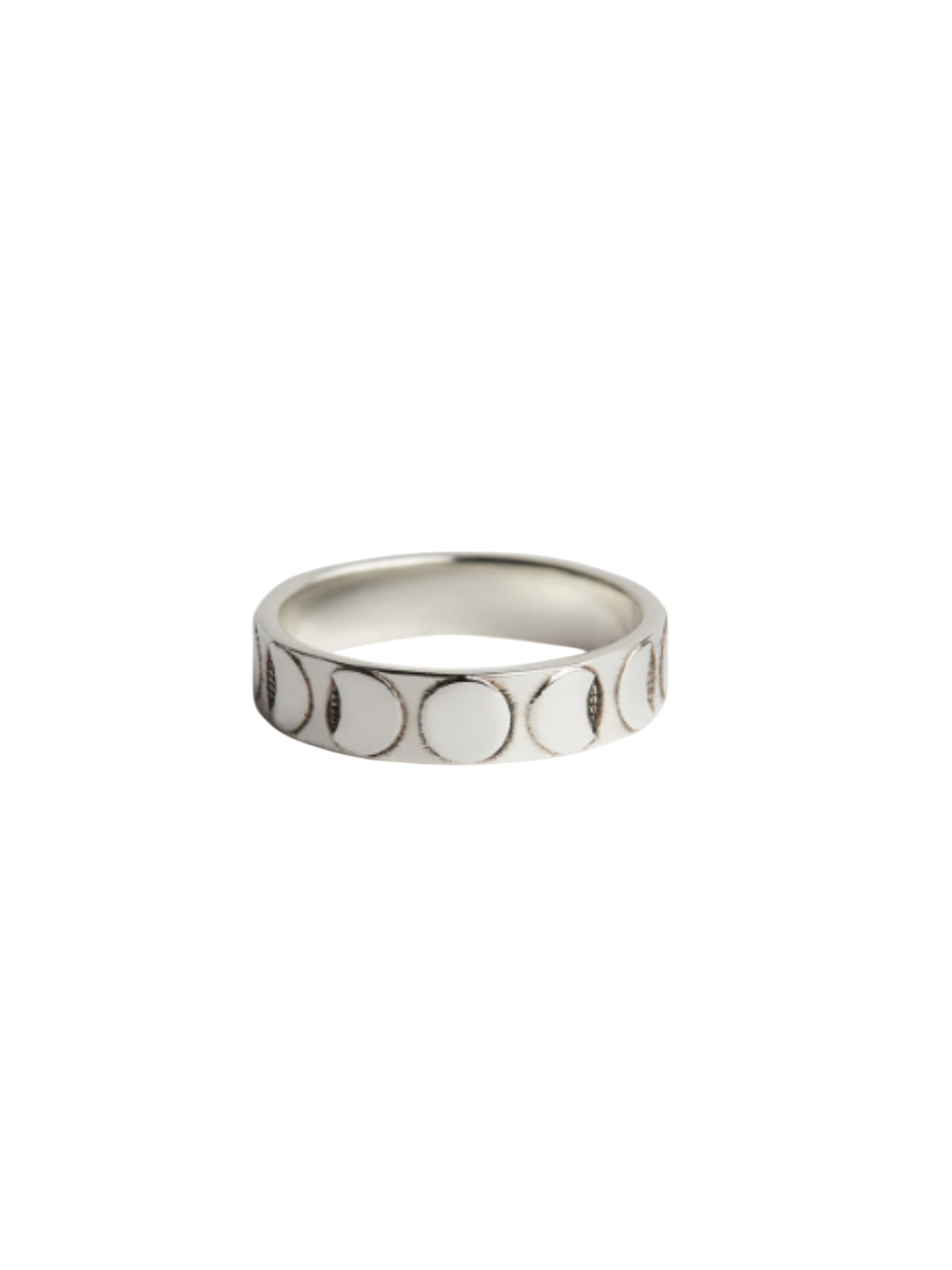 Moon phases band ring silver